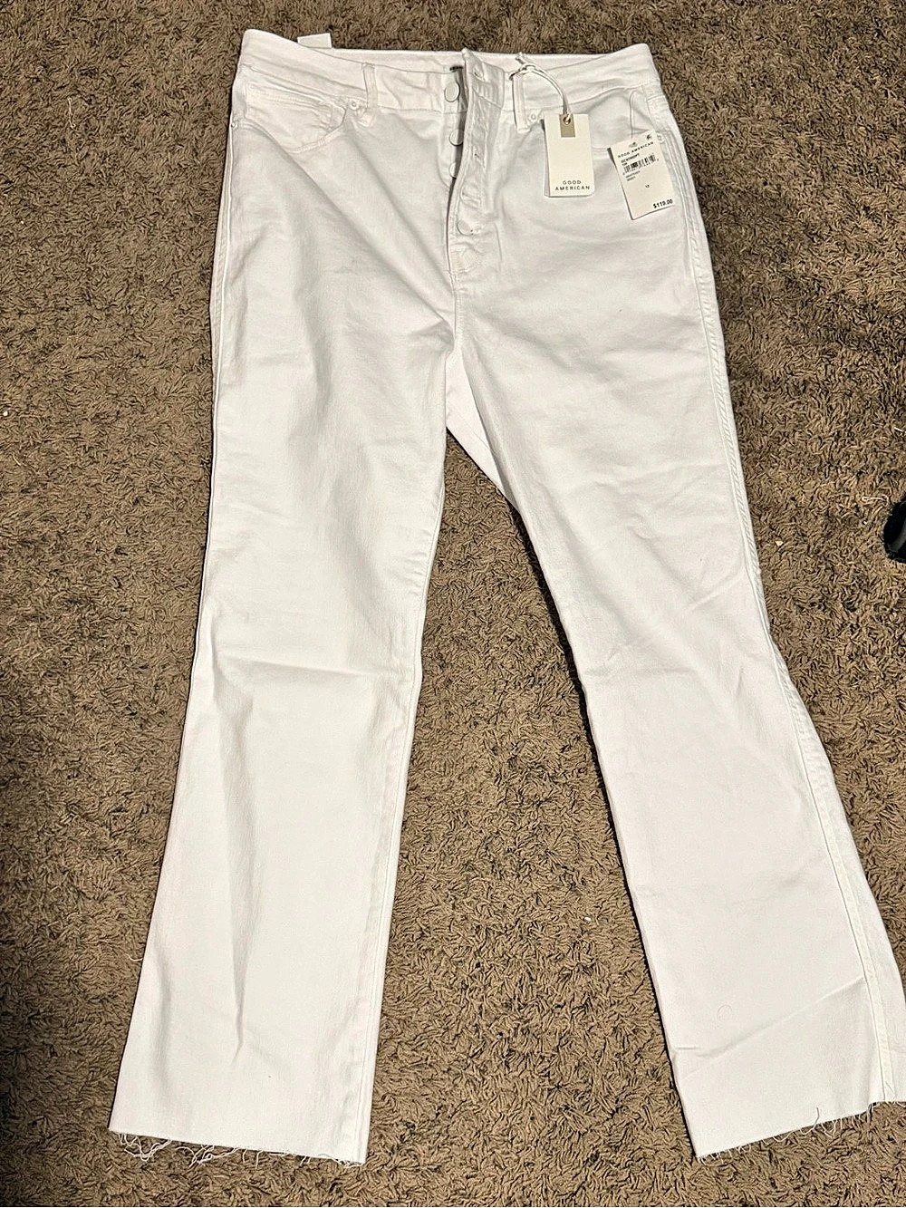 Good American Good Curve Straight Jeans White Waist 12 (31)